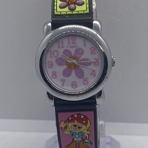 Timex Kids Watch with Purple Flower and Black Strap